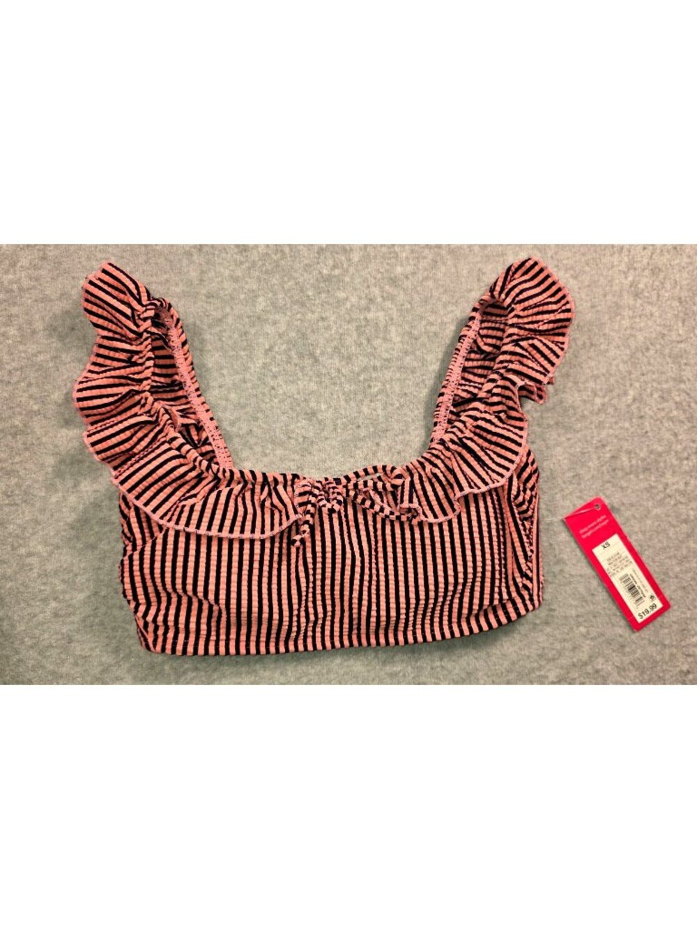New Xhilaration Girls XS Pink with Strips Bikini Top